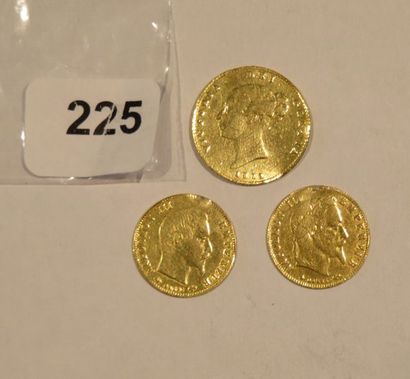 Monnaies or - Lot de 3 monnaies (7 g) usées,...