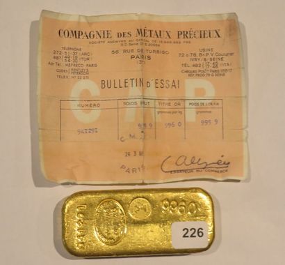 Lingot or - N° 941291 (Poids brut 999,9 g...