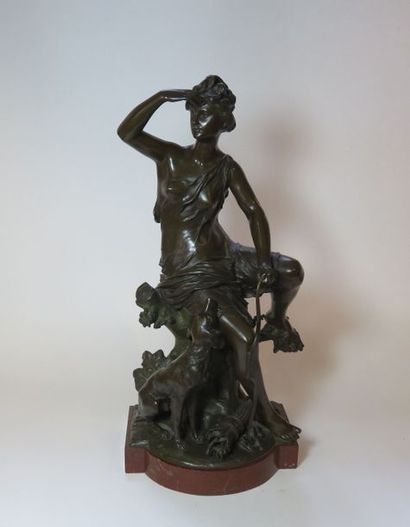 Luca MADRASSI, 1848-1919 Diane et son chien...