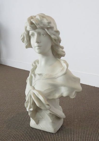 D'après MORIN Buste de jeune femme au foulard...
