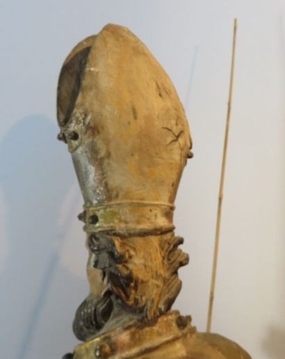 Importante sculpture en bois polychrome et...