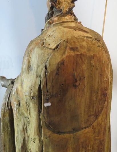 Importante sculpture en bois polychrome et...