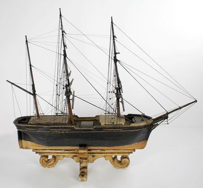 Ex-voto. Maquette d'un trois-mâts barque...