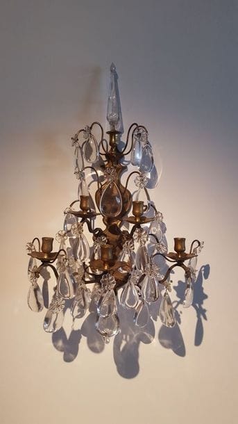Paire de grandes appliques en bronze doré...