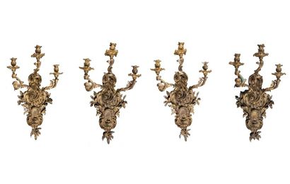Rare suite de quatre importantes appliques...