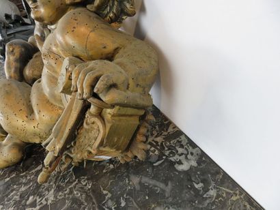 Paire d’angelots en bois redoré – XVIIIe...