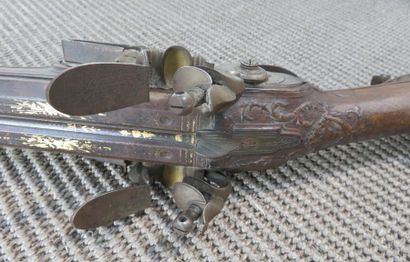 Fusil de chasse à silex, deux coups. Canons...