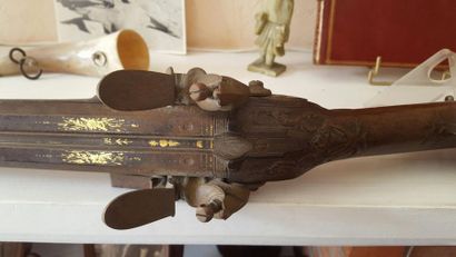 Fusil de chasse à silex, deux coups. Canons...