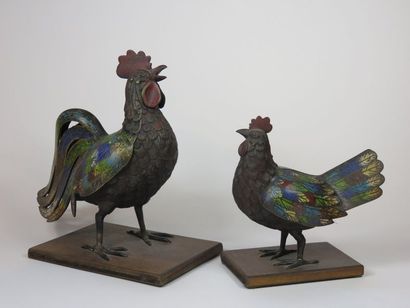 JAPON - Epoque MEIJI (1868-1912) Couple de...
