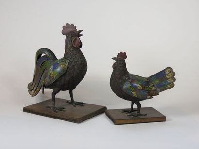 JAPON - Epoque MEIJI (1868-1912) Couple de...