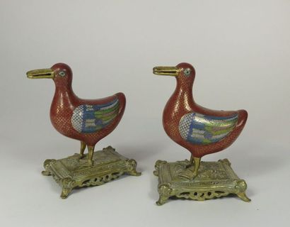CHINE - Fin du XIXe siècle Paire de canards...