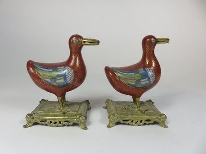 CHINE - Fin du XIXe siècle Paire de canards...