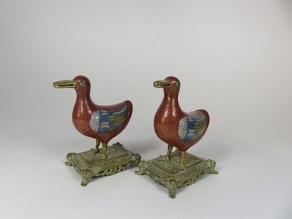 CHINE - Fin du XIXe siècle Paire de canards...