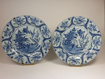 CHINE - XIXe siècle Paire de grands plats...