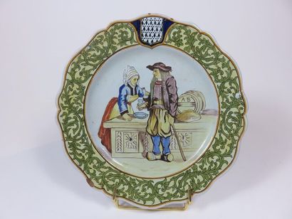 PORQUIER BEAU Assiette à bord polylobé en...