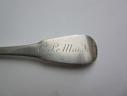 Cuiller à soupe en argent. Modèle uniplat,...