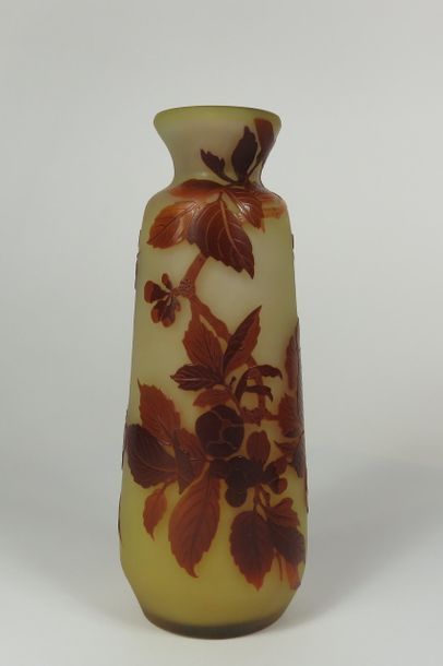 GALLE Vase en verre à décor dégagé à l'acide...