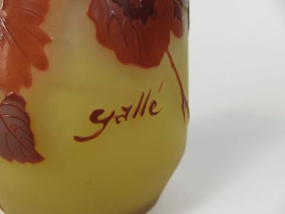 GALLE Vase en verre à décor dégagé à l'acide...