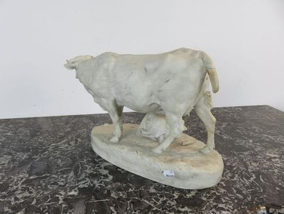 Charles VALTON Groupe en marbre blanc figurant...