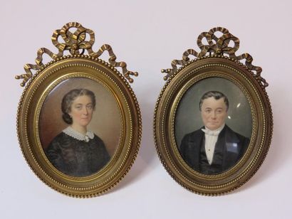 NIMMO Couple, 1862 Paire de miniatures ovales...