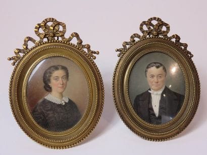 NIMMO Couple, 1862 Paire de miniatures ovales...