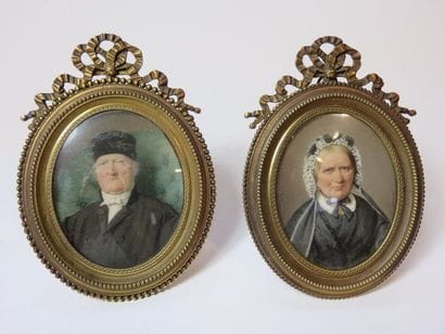 NIMMO Couple, 1862 Paire de miniatures ovales...