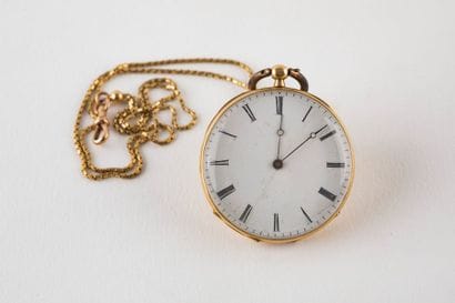 Montre de poche en or 750 millièmes, cadran...