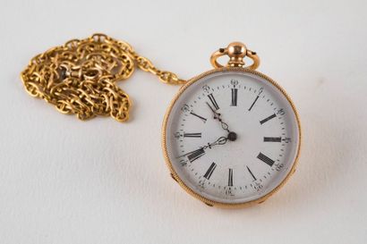 Montre de poche en or 750 millièmes, fond...