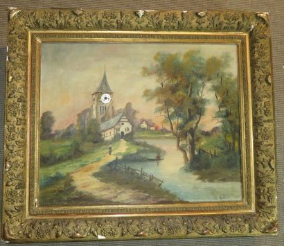 TABLEAU HOLOGE MUSICALE. Huile sur toile...