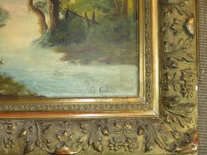 TABLEAU HOLOGE MUSICALE. Huile sur toile...