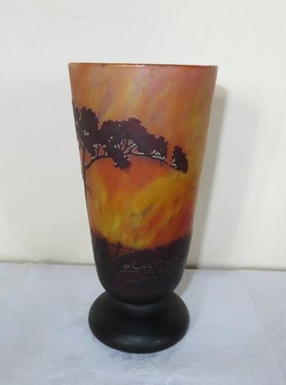 DAUM Nancy
Vase cornet sur piédouche en verre...