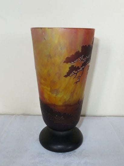 DAUM Nancy
Vase cornet sur piédouche en verre...