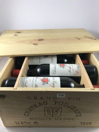 12 btls Château Poujeaux 1998 en CBO - M...