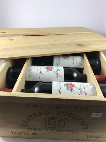 12 btls Château Poujeaux 1998 en CBO - M...