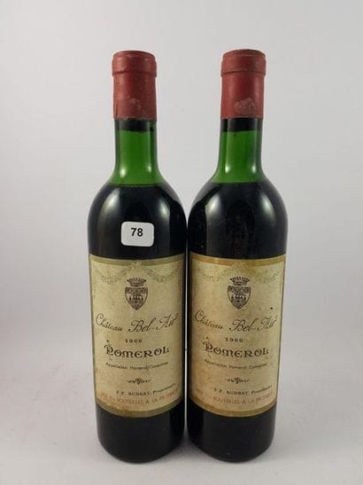 2 btls Château Bel-Air 1966 - Pomerol - 1...
