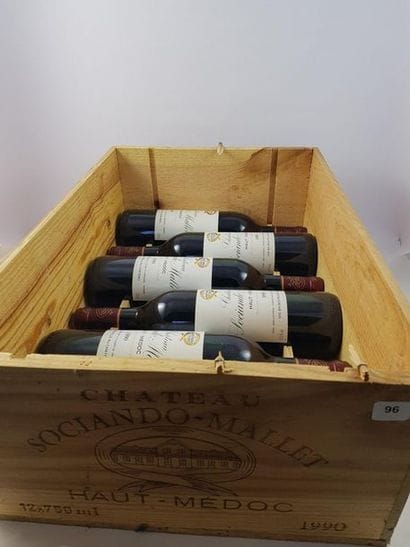 6 btls Château Sociando-Mallet 1990 avec...