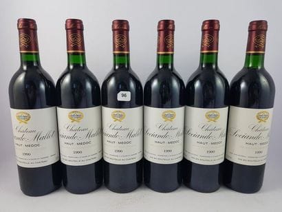 6 btls Château Sociando-Mallet 1990 avec...