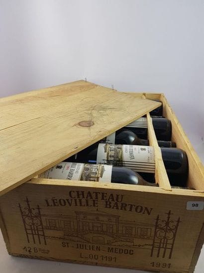 12 btls Château Leoville Barton 1991 en CBO...