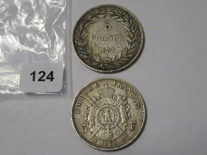 Monnaies - France - Lot de 2 x 5 Francs en...
