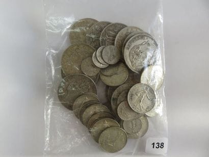 Monnaies argent - Lot de 43 monnaies en argent...