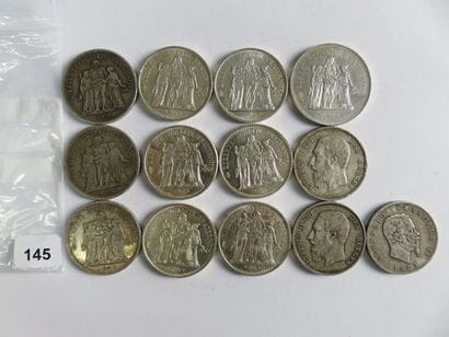 Monnaies argent - Lot de 13 monnaies en argent...