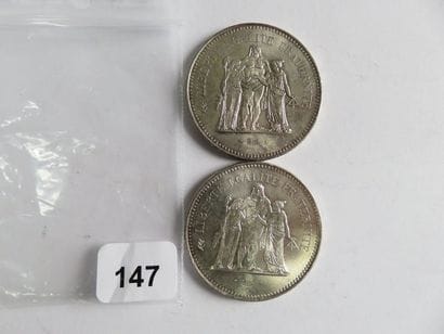 Monnaies argent - Lot de 2 x 50 Francs H...