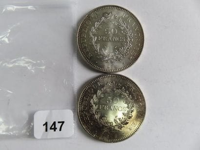 Monnaies argent - Lot de 2 x 50 Francs H...