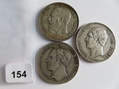 Monnaies - Belgique - Lot de 3 x 5 Francs...