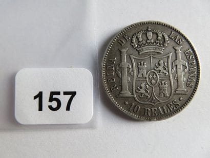 Monnaie - Espagne - 10 Reales Isabelle II...