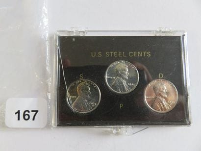 Monnaies - USA - Coffret de 3 x 1 Cent en...