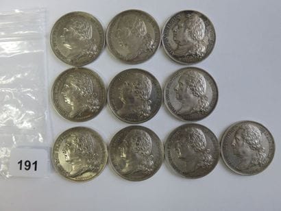 Lot de 10 Jetons - Louis XVIII - Académie...
