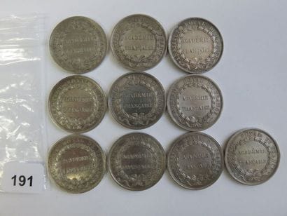 Lot de 10 Jetons - Louis XVIII - Académie...