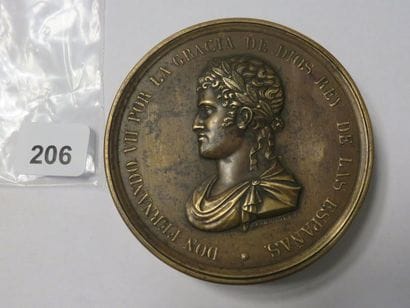 Médaille espagnole de 1820 de la Restauration...