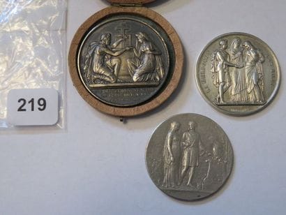 Lot de 3 médailles de Mariage en argent -...